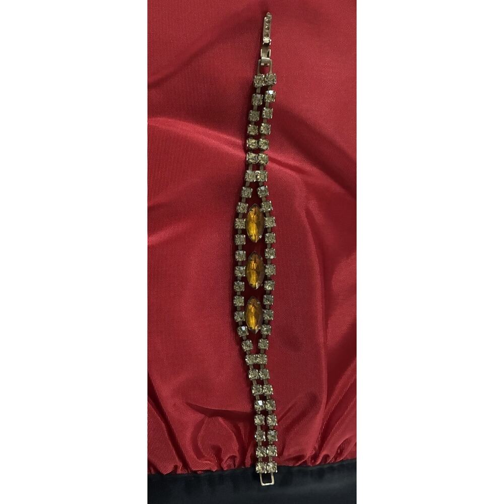 Beautiful Vintage Amber Rhinestone Bracelet